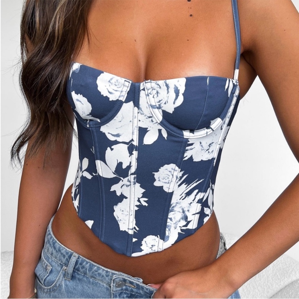 Navy Floral Bustier